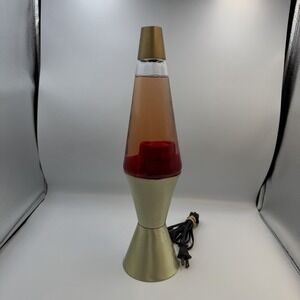 Vintage Lava Lite Red Lava Orange Liquid Gold Base Working No Box